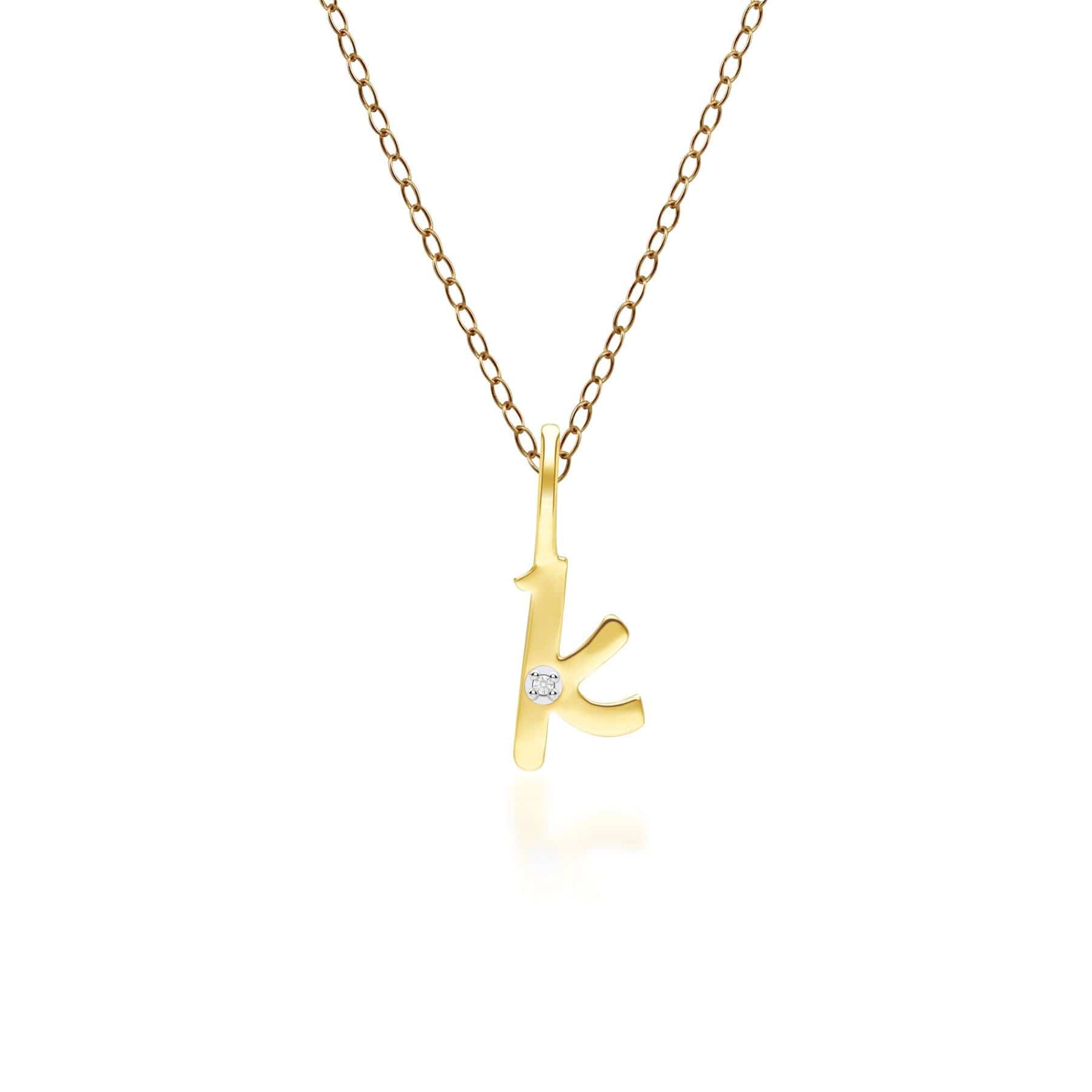 191P0782019 Alphabet Letter K Diamond pendant in 9ct Yellow Gold Front