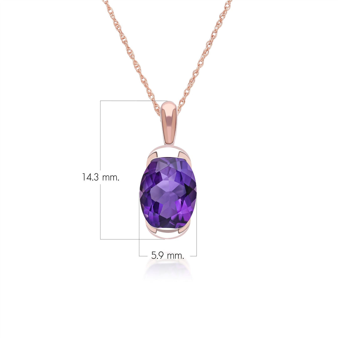 Siberian waltz Oval london blue topaz  with brown enamelled half-bezel pendant necklace in rose gold vermeil sterling silver