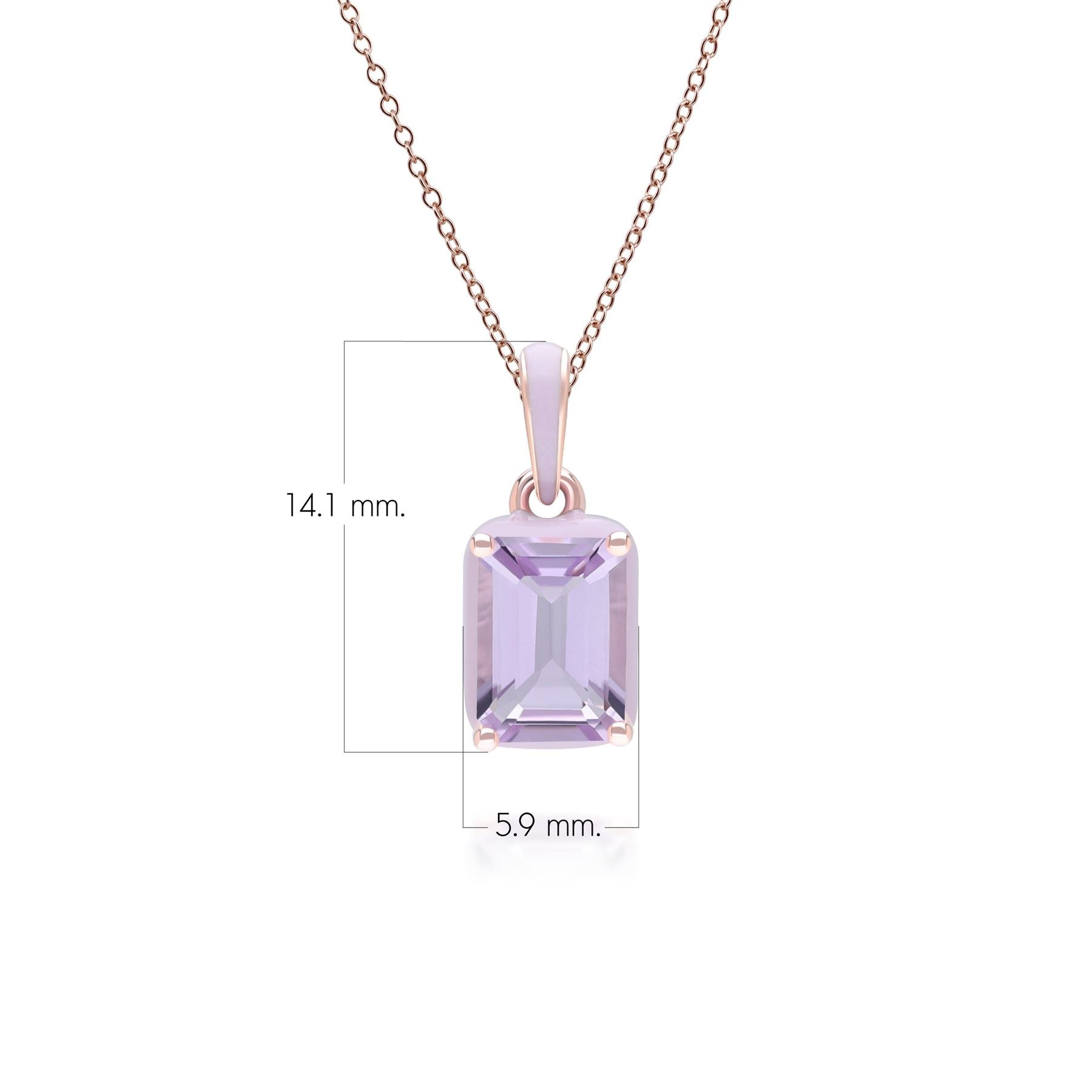 Siberian Waltz Violet Enamel & Octagon Amethyst Pendant Necklace In Rose Gold Vermeil