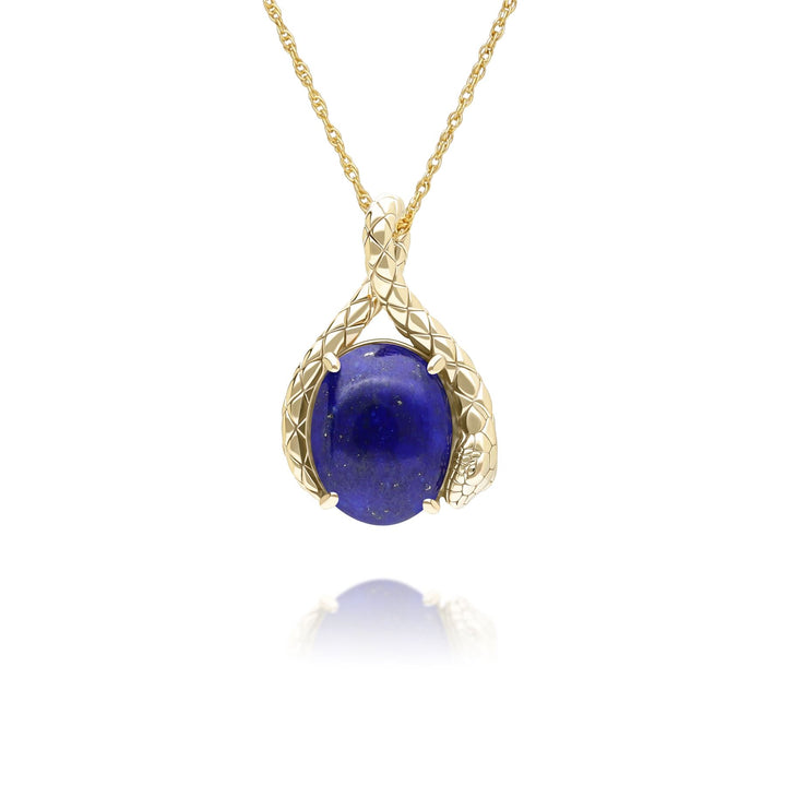 ECFEW™ Oval Lapis Lazuli tail and head set cabochon pendant in gold vermeil sterling silver