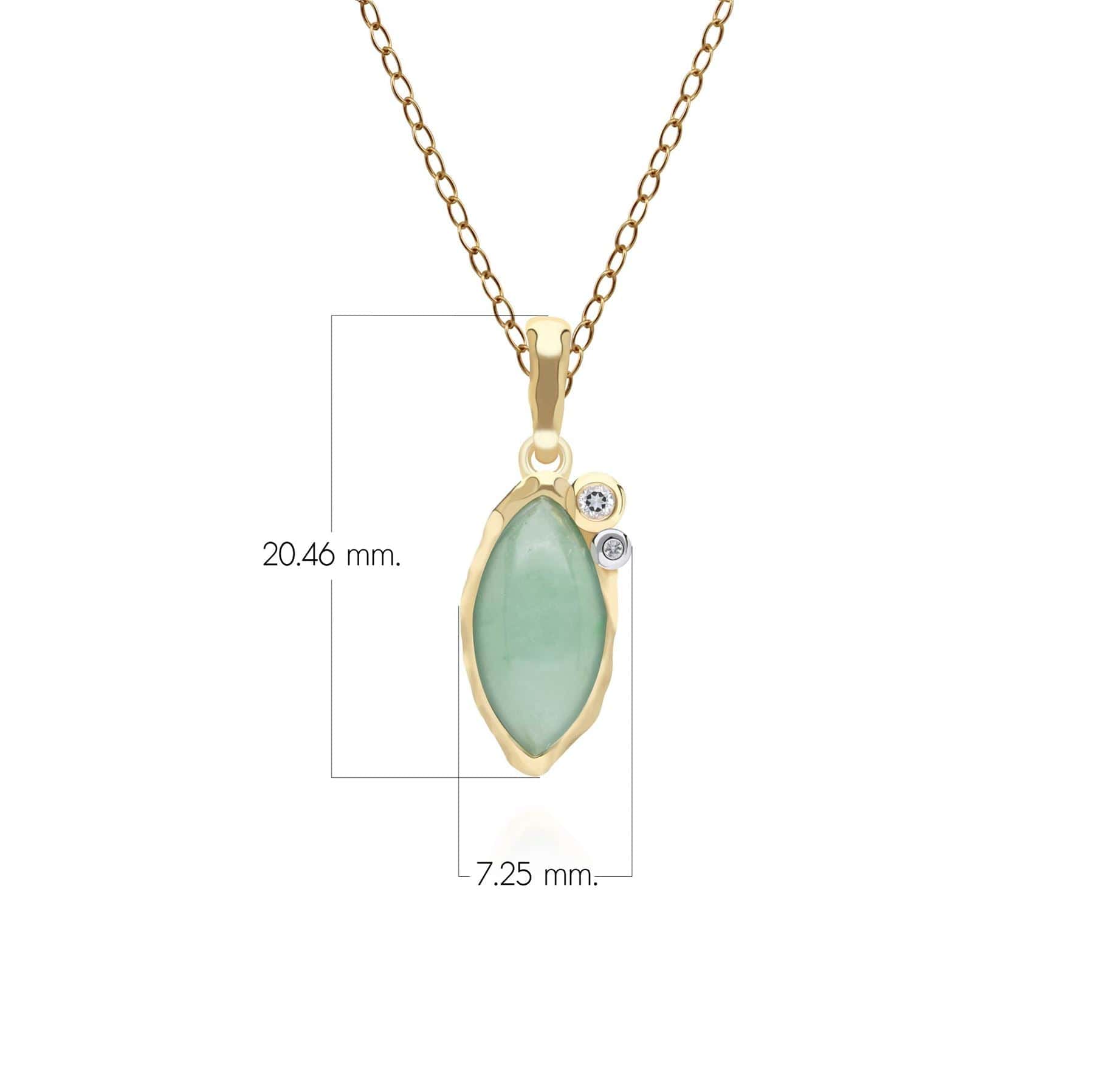 253P335202925 Irregular Marquise Dyed Green Jade & Topaz Pendant In 18ct Gold Plated SterlIng Silver Dimensions