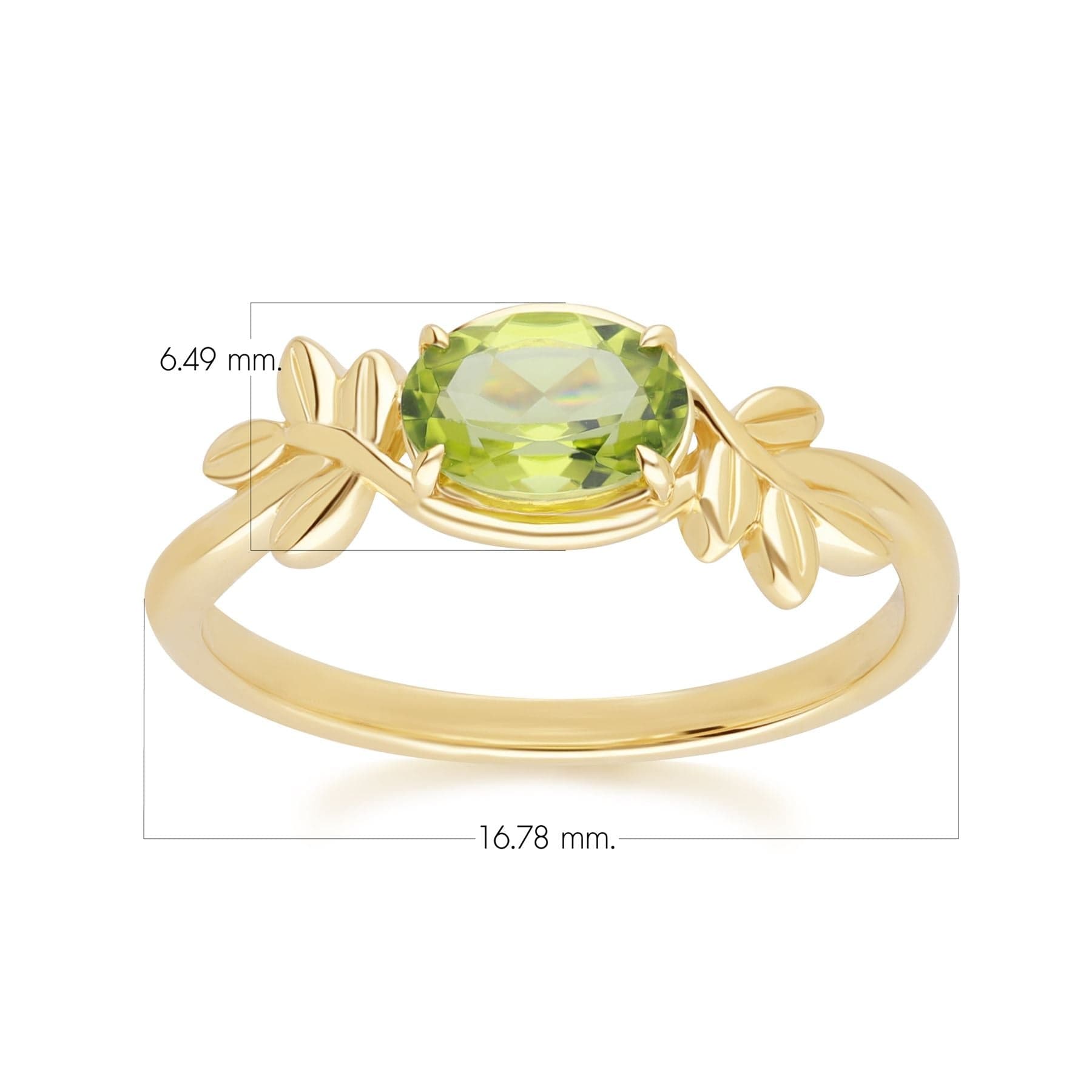 135R2092019 O Leaf Peridot Ring In 9ct Yellow Gold Dimensions