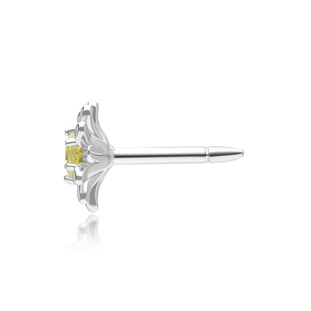 Gardenia Daisy Yellow Sapphire Floral Halo Flower Pin in 9ct White Gold