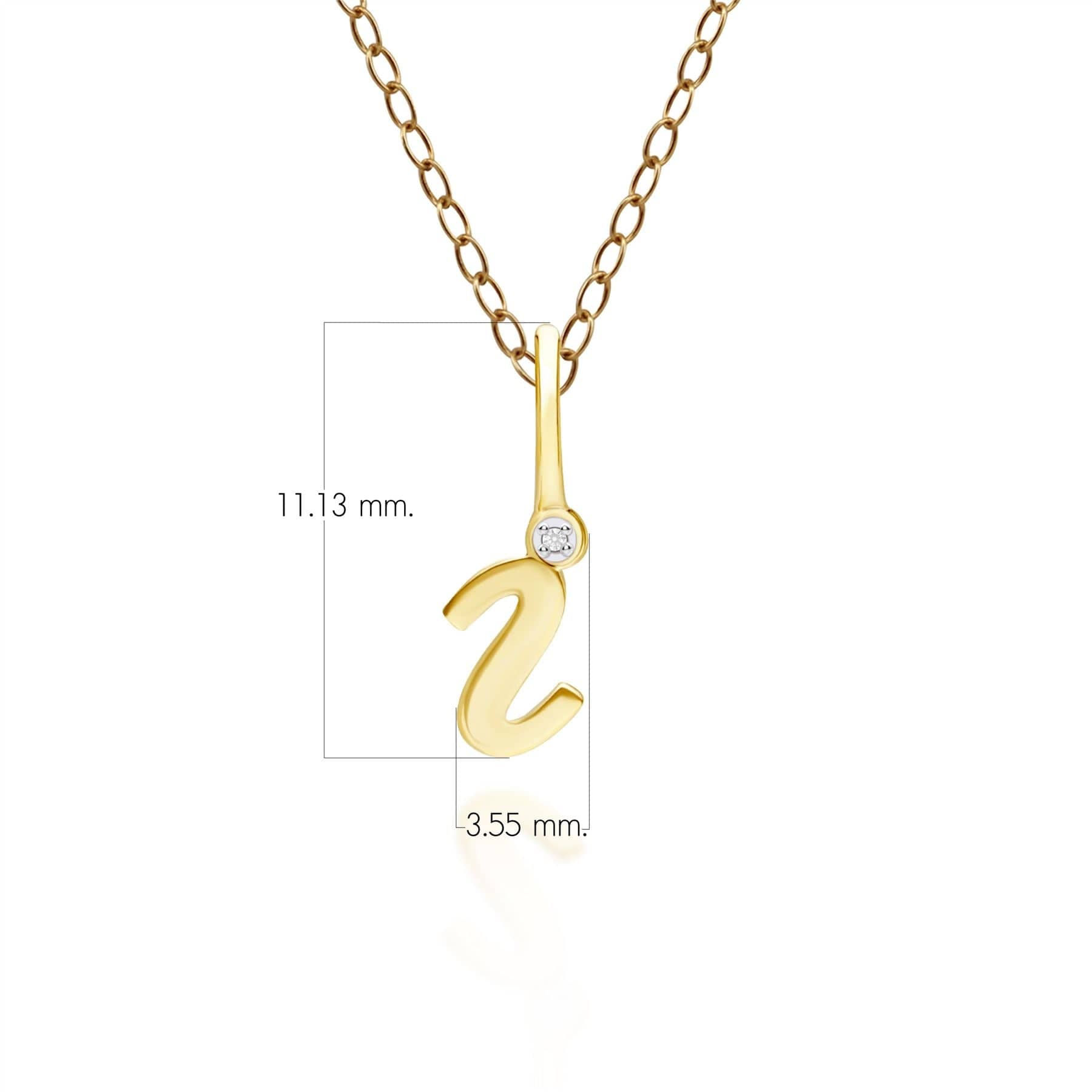 191P0780019 Alphabet Letter I Diamond pendant in 9ct Yellow Gold Dimensions