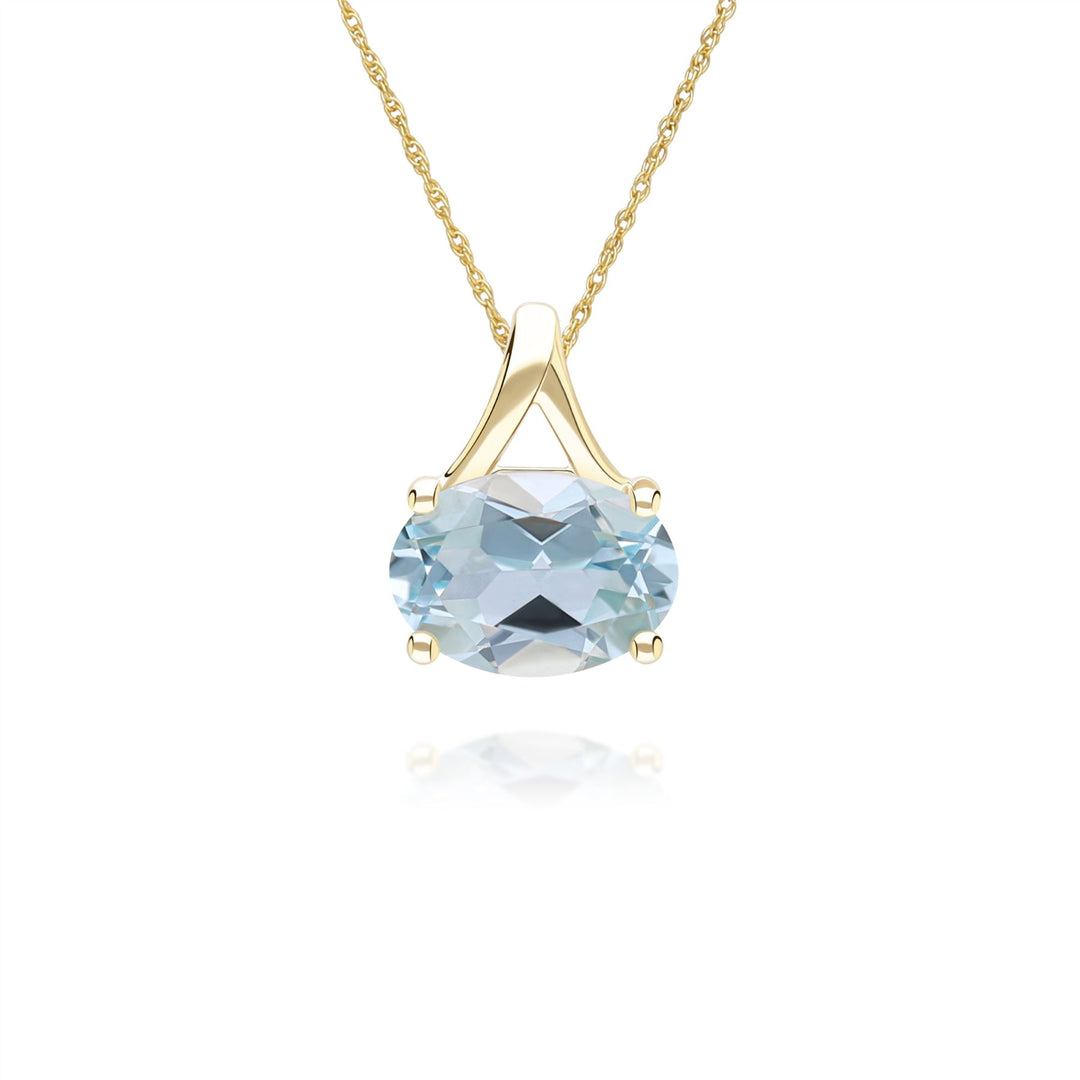Classic Oval Sky Blue Topaz Pendant Necklace in 9ct Yellow Gold 7x5mm