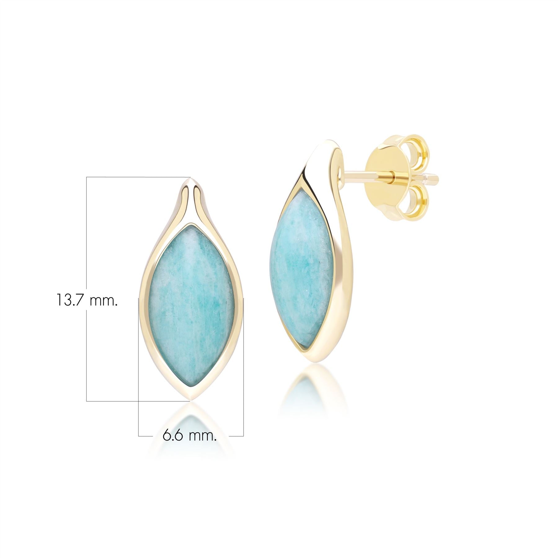 Classic Marquise Amazonite Stud Earrings in 9ct Yellow Gold