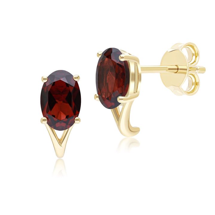 Classic Oval Garnet Stud Earrings in 9ct Yellow Gold 7x5mm