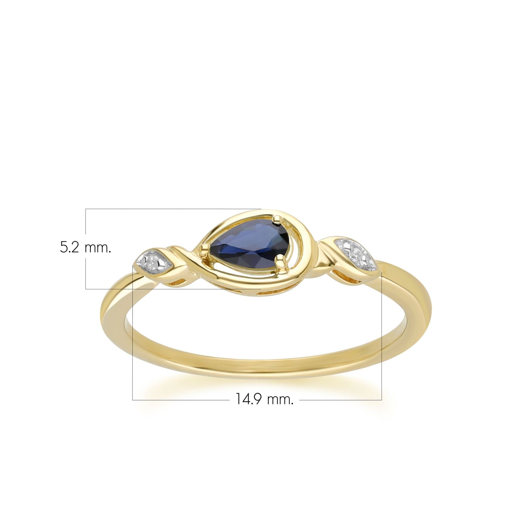 Classic Pear Sapphire & Diamond Ring In 9ct Yellow Gold