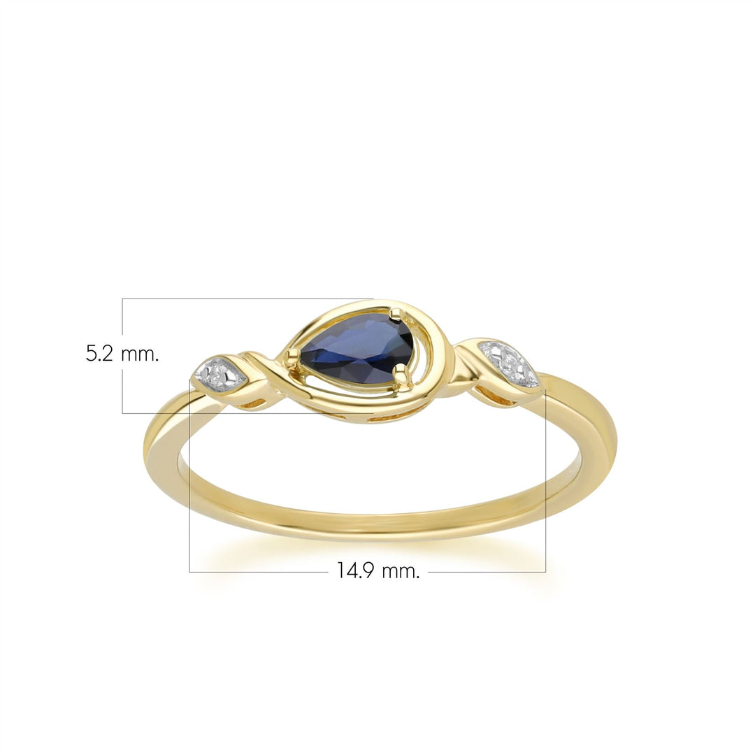 Classic Pear Sapphire & Diamond Ring In 9ct Yellow Gold