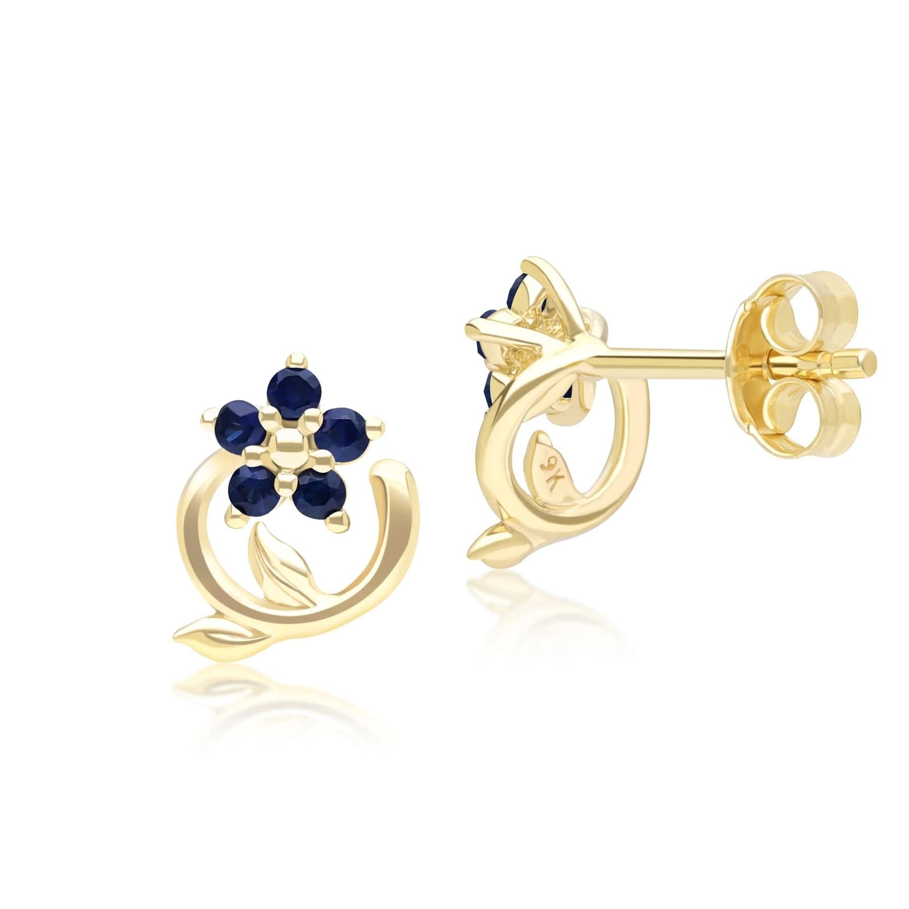 floral-vine-sapphire-stud-earrings-in-9ct-yellow-gold-132e2934019 Side