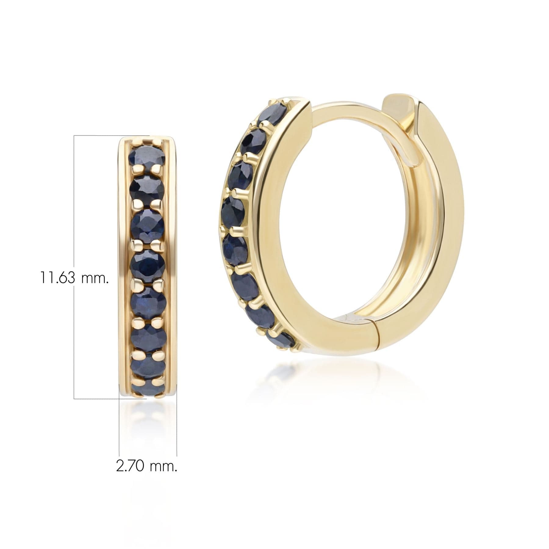 132E2846019 Classic Sapphire Huggie Hoop Earrings in 9ct Yellow Gold Dimensions