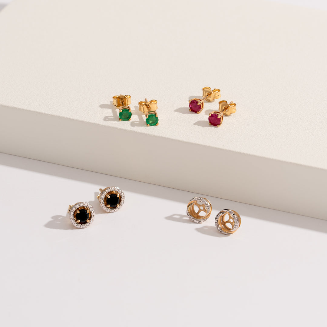 Classic Halo Diamond Swirl Ear Jacket Earrings in 9ct Yellow Gold