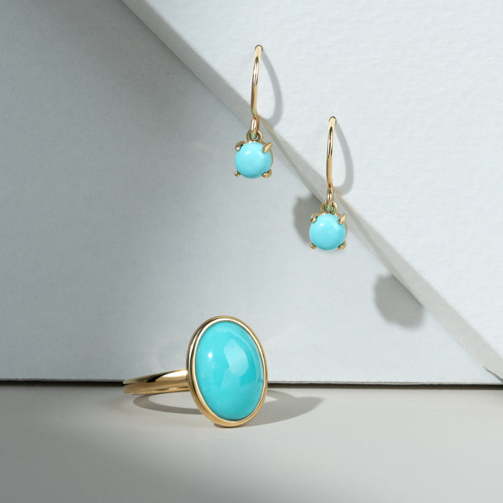 Statement Oval Turquoise Ring in 9ct Yellow Gold