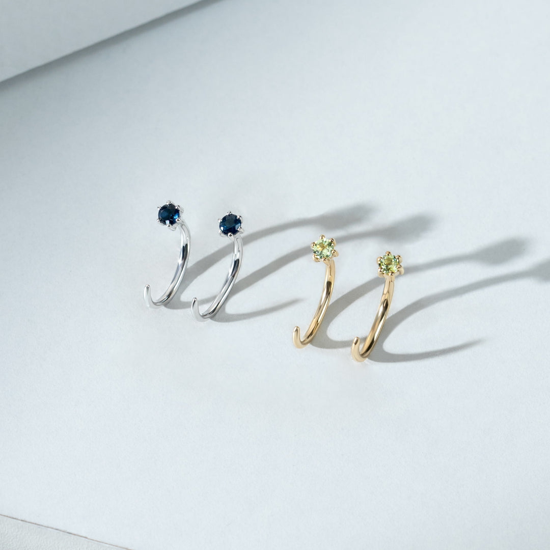 Peridot Pull Through Hoop Earrings in 9ct Yellow Gold