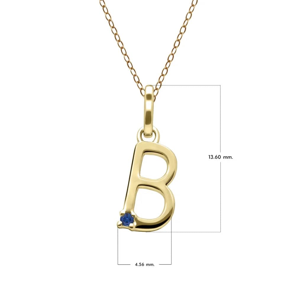 Initial Blue Sapphire Letter Necklace In 9ct Yellow Gold