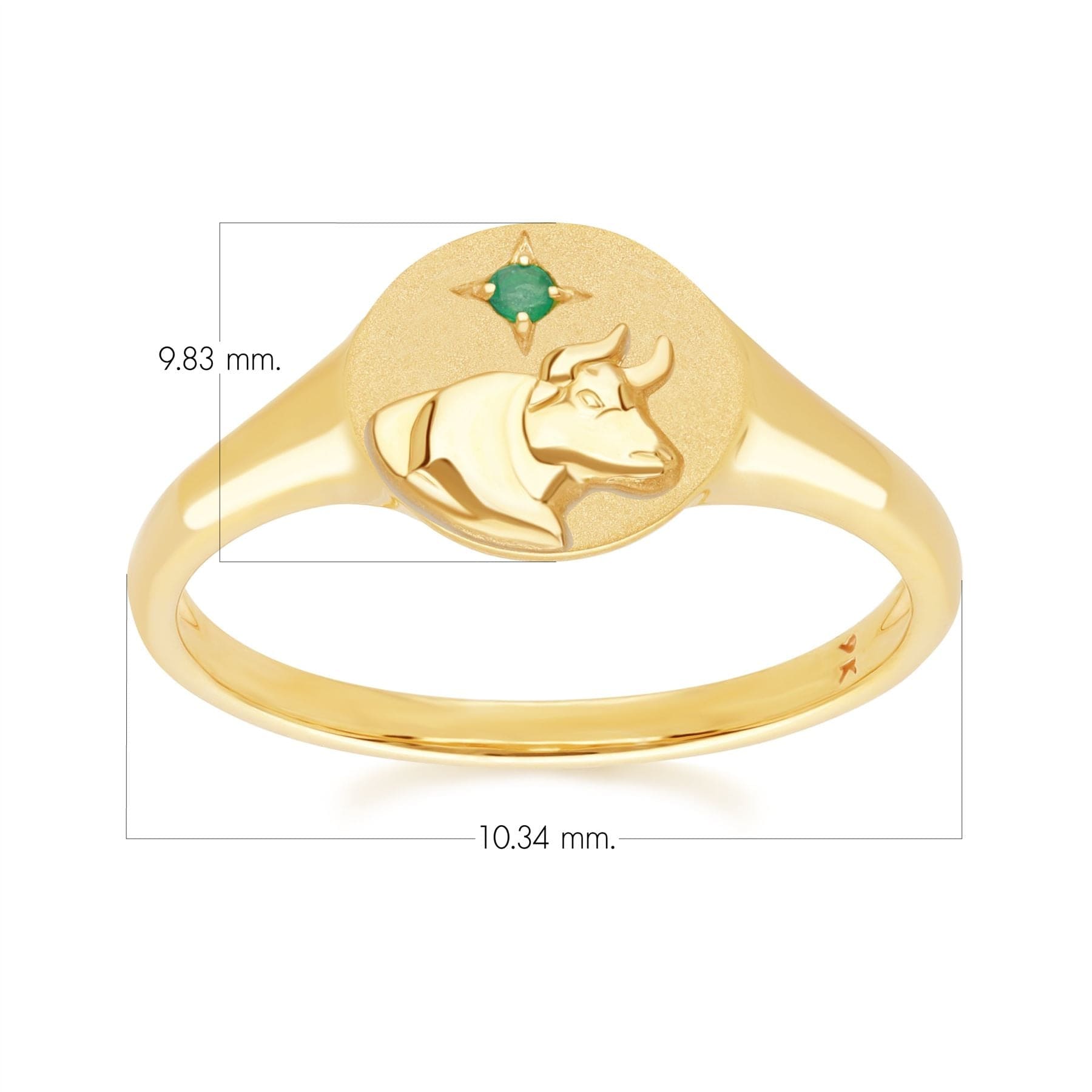 "Zodiac Emerald Taurus Signet Ring In 9ct Yellow GoldDimensions  135R2083019