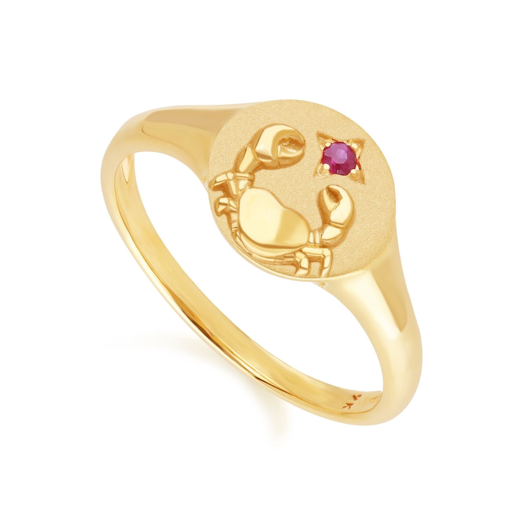 Zodiac Ruby Cancer Signet Ring In 9ct Yellow GoldSide  135R2085019