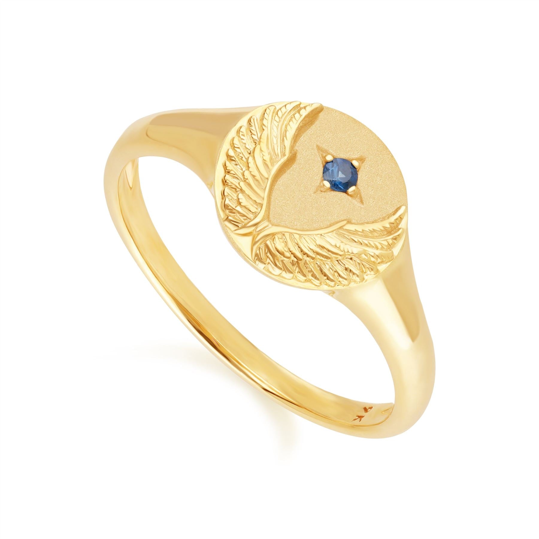 Zodiac Sapphire Virgo Signet Ring In 9ct Yellow GoldSide  135R2086019