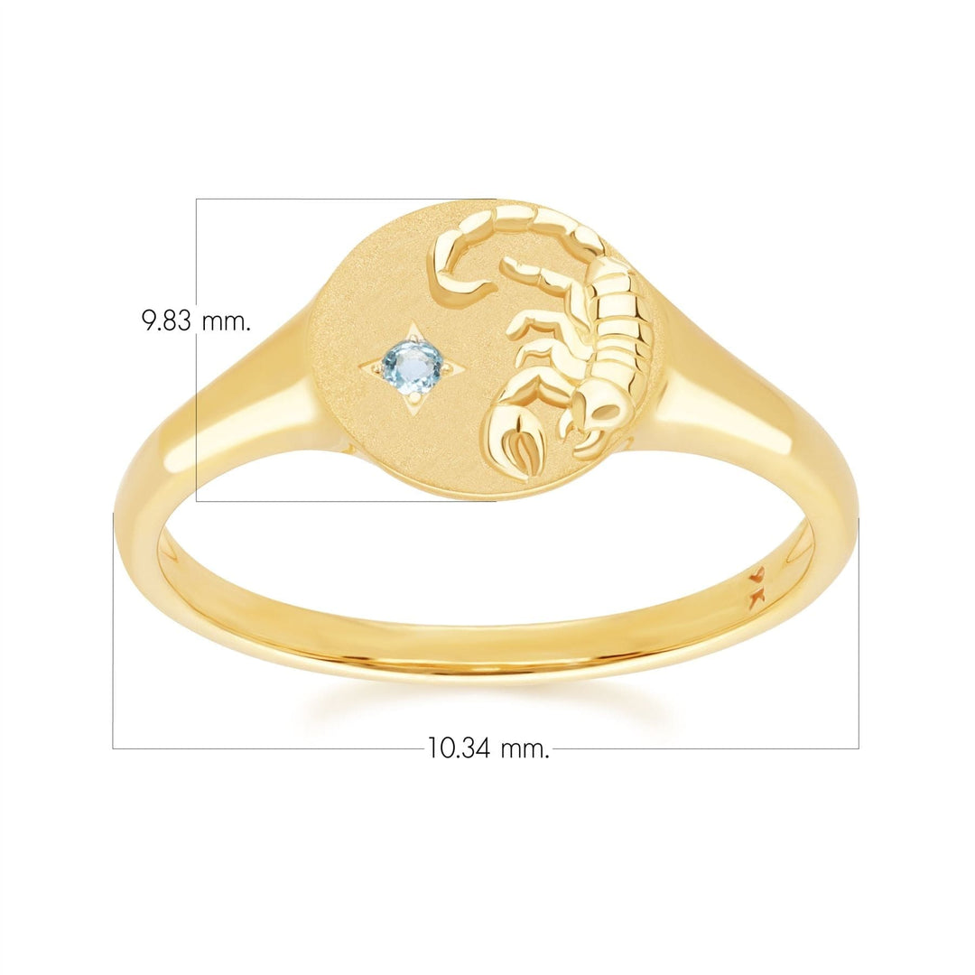 Zodiac Swiss Blue Topaz Scorpio Signet Ring In 9ct Yellow GoldDimensions  135R2088019
