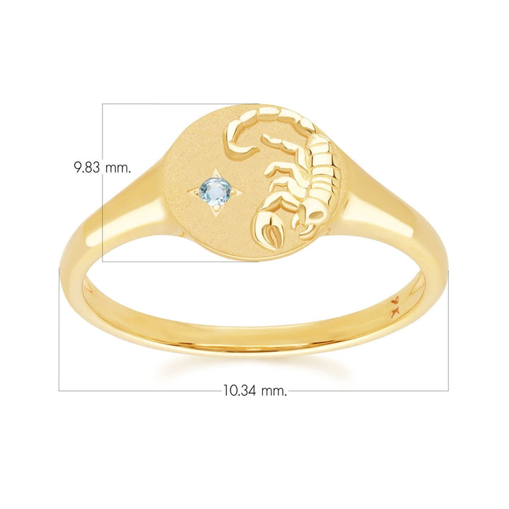 Zodiac Swiss Blue Topaz Scorpio Signet Ring In 9ct Yellow GoldDimensions  135R2088019