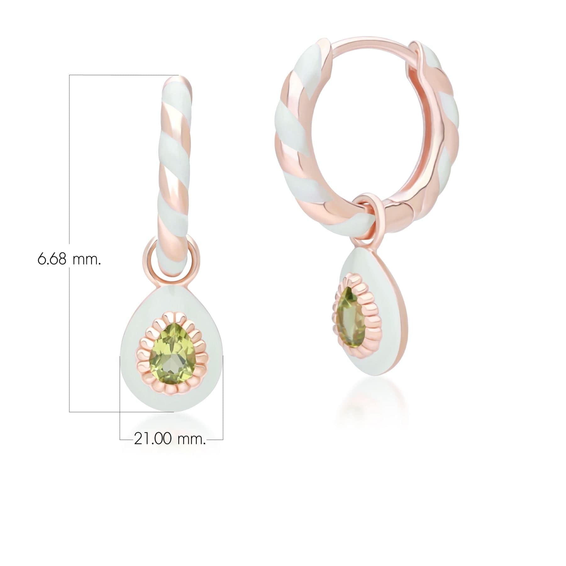 253E419101925 Siberian Waltz Green Enamel & Peridot Hoop Earrings In 18ct Rose Gold Plated Sterling Silver Dimensions