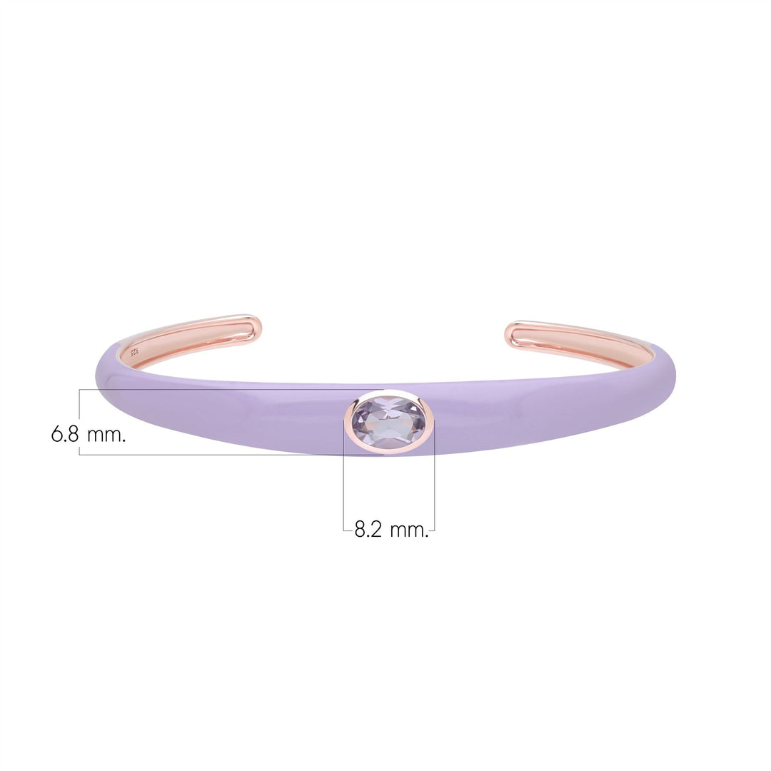 Siberian Waltz Violet Enamel & Octagon Amethyst Bangle In Rose Gold Vermeil