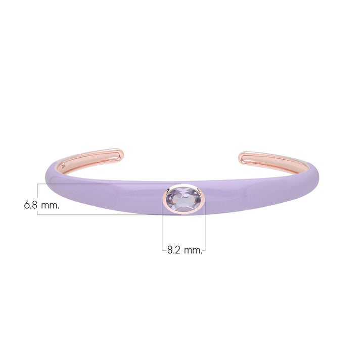 Siberian Waltz Violet Enamel & Octagon Amethyst Bangle In Rose Gold Vermeil