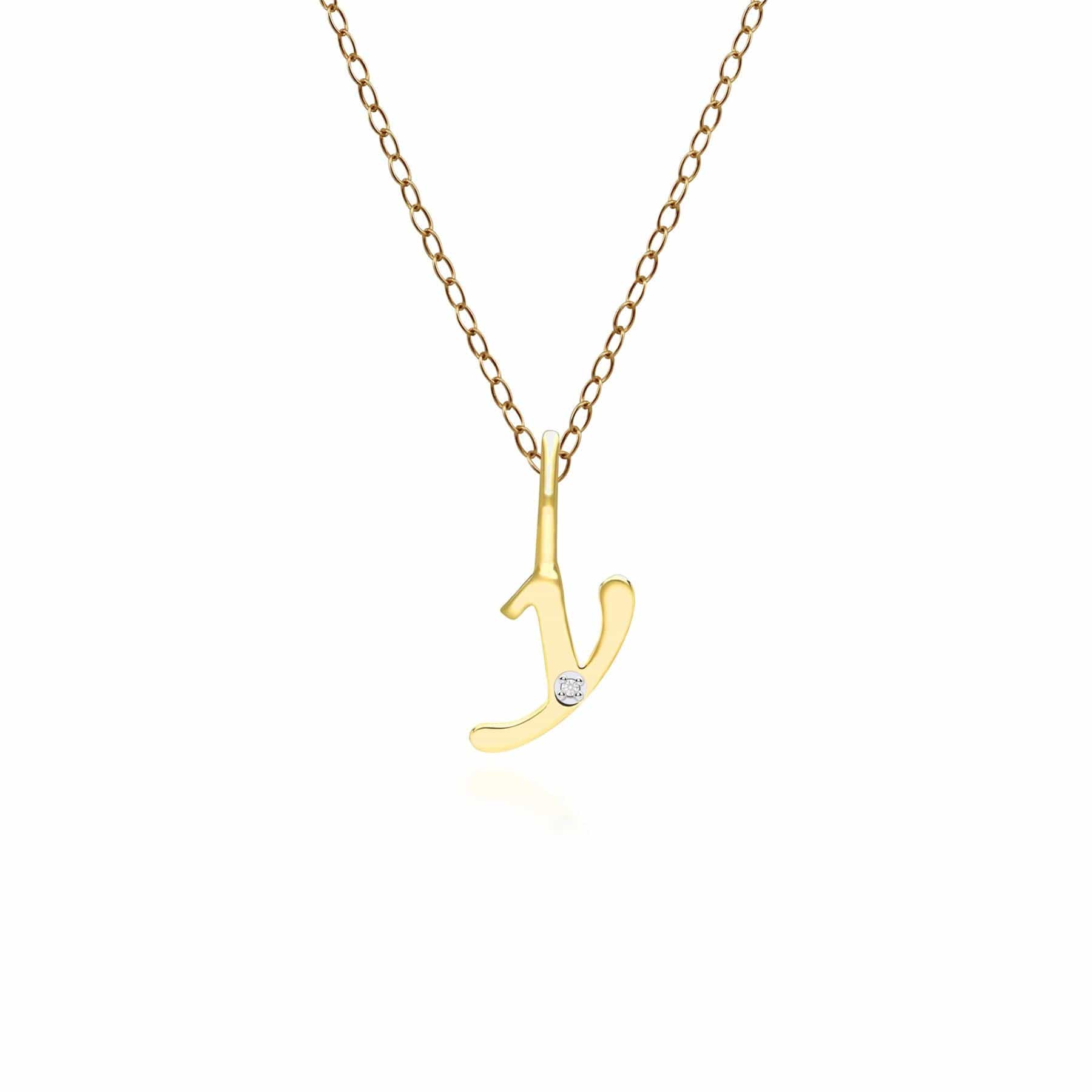 191P0795019 Alphabet Letter Y Diamond pendant in 9ct Yellow Gold Front
