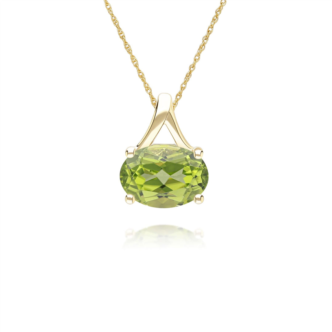 Classic Oval Peridot Pendant Necklace in 9ct Yellow Gold 7x5mm