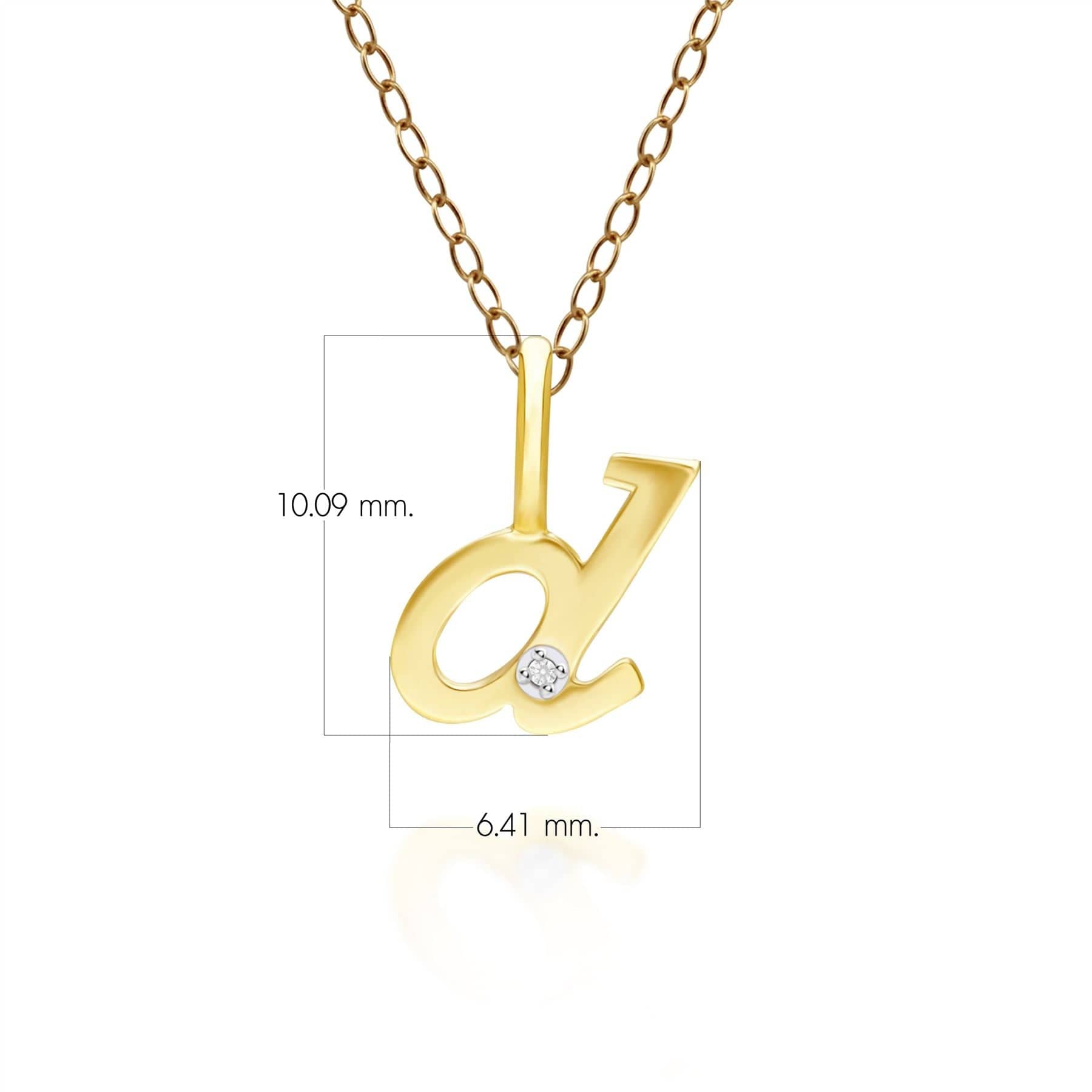 191P0775019 Alphabet Letter D Diamond pendant in 9ct Yellow Gold Dimensions