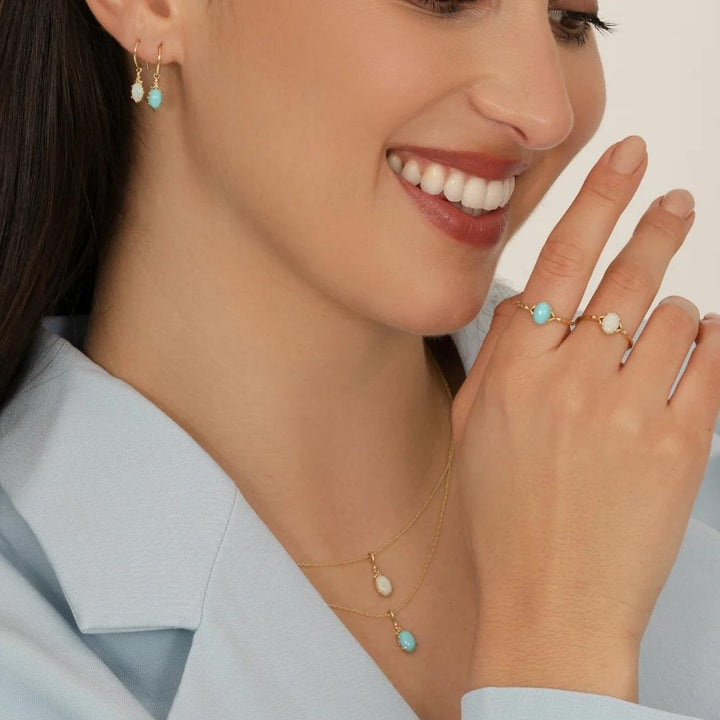 Classic Oval Opal Drop Earrings in 9ct Yellow Gold