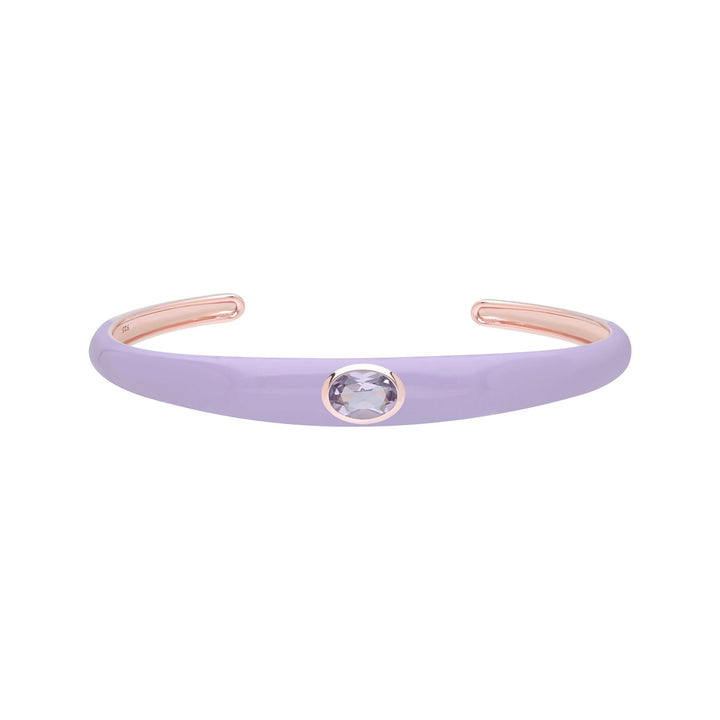 Siberian Waltz Violet Enamel & Octagon Amethyst Bangle In Rose Gold Vermeil