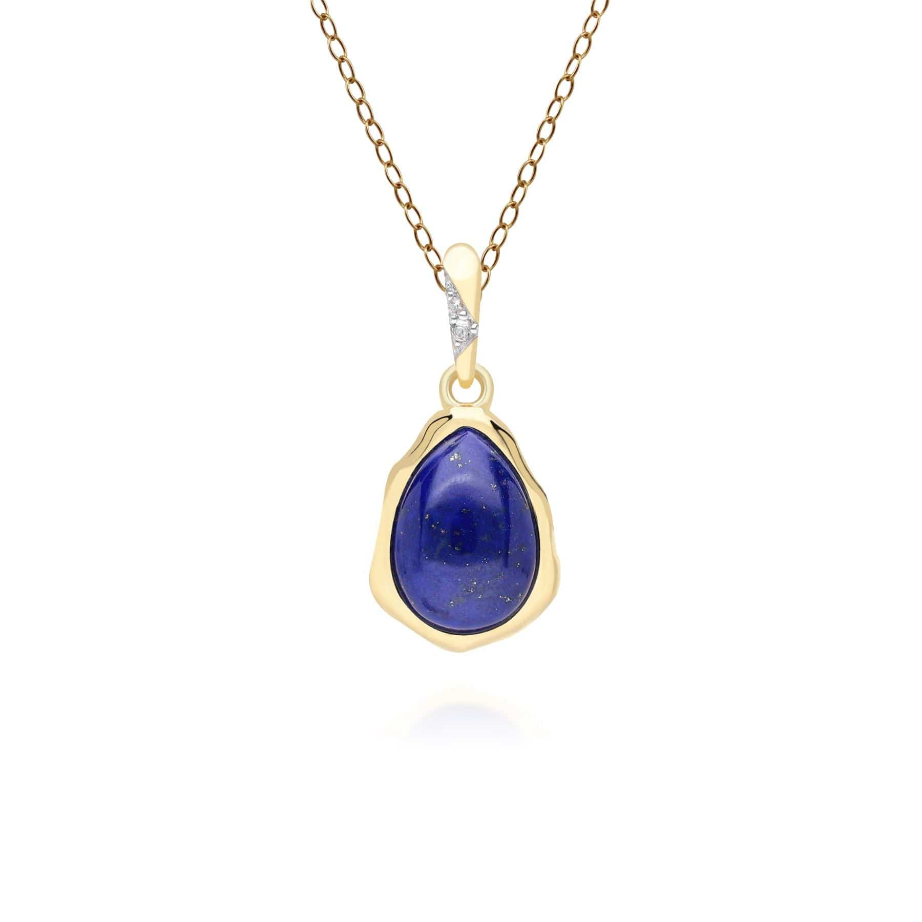 253P335302925 Irregular Lapis Lazuli & Topaz Pendant In 18ct Gold Plated SterlIng Silver Front