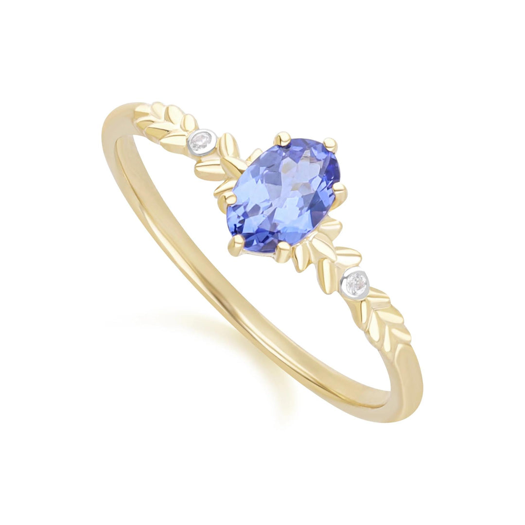 Classic Oval Tanzanite & Diamond Ring in 9ct Yellow Gold
