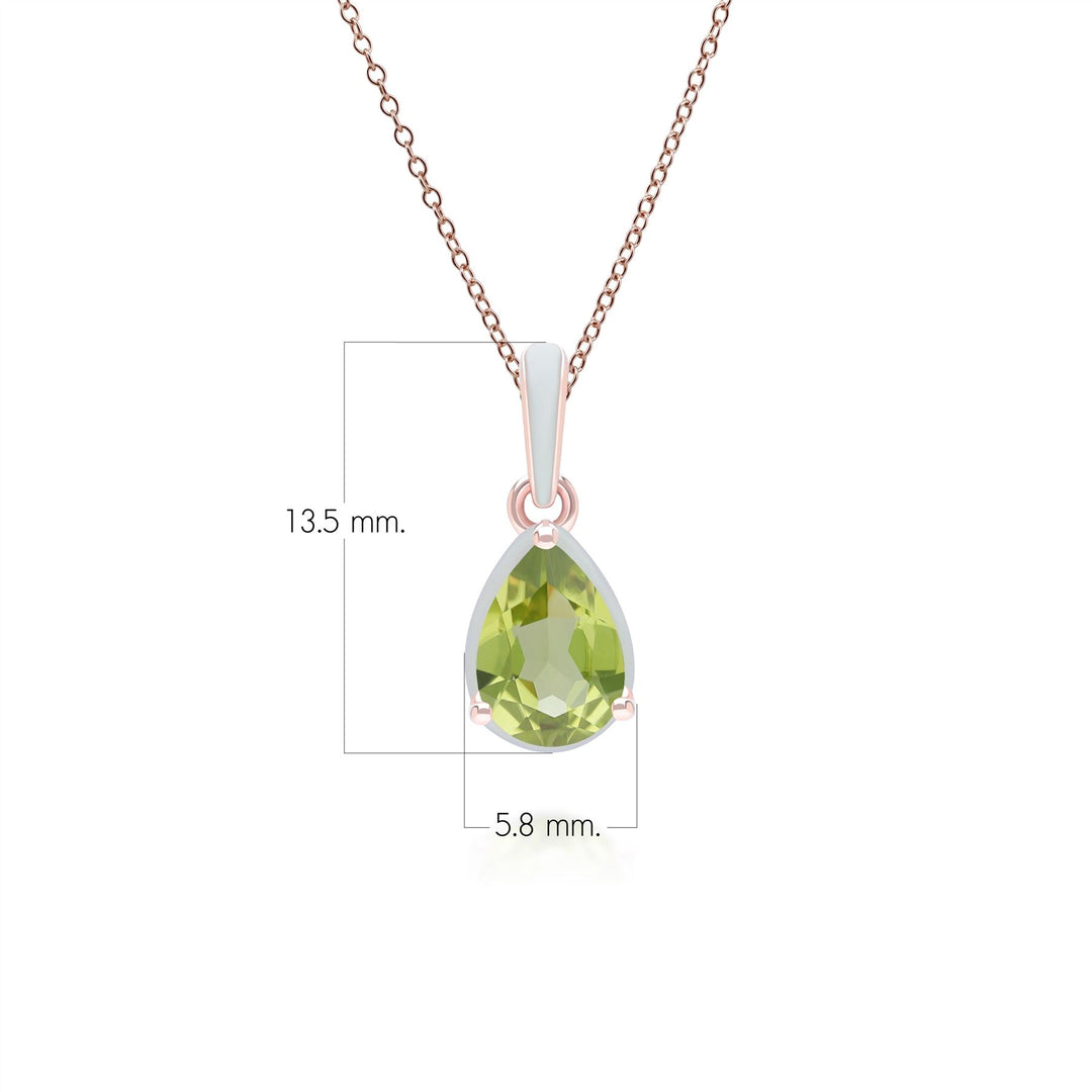 Siberian Waltz Green Enamel & Pear Peridot Pendant Necklace In Rose Gold Vermeil