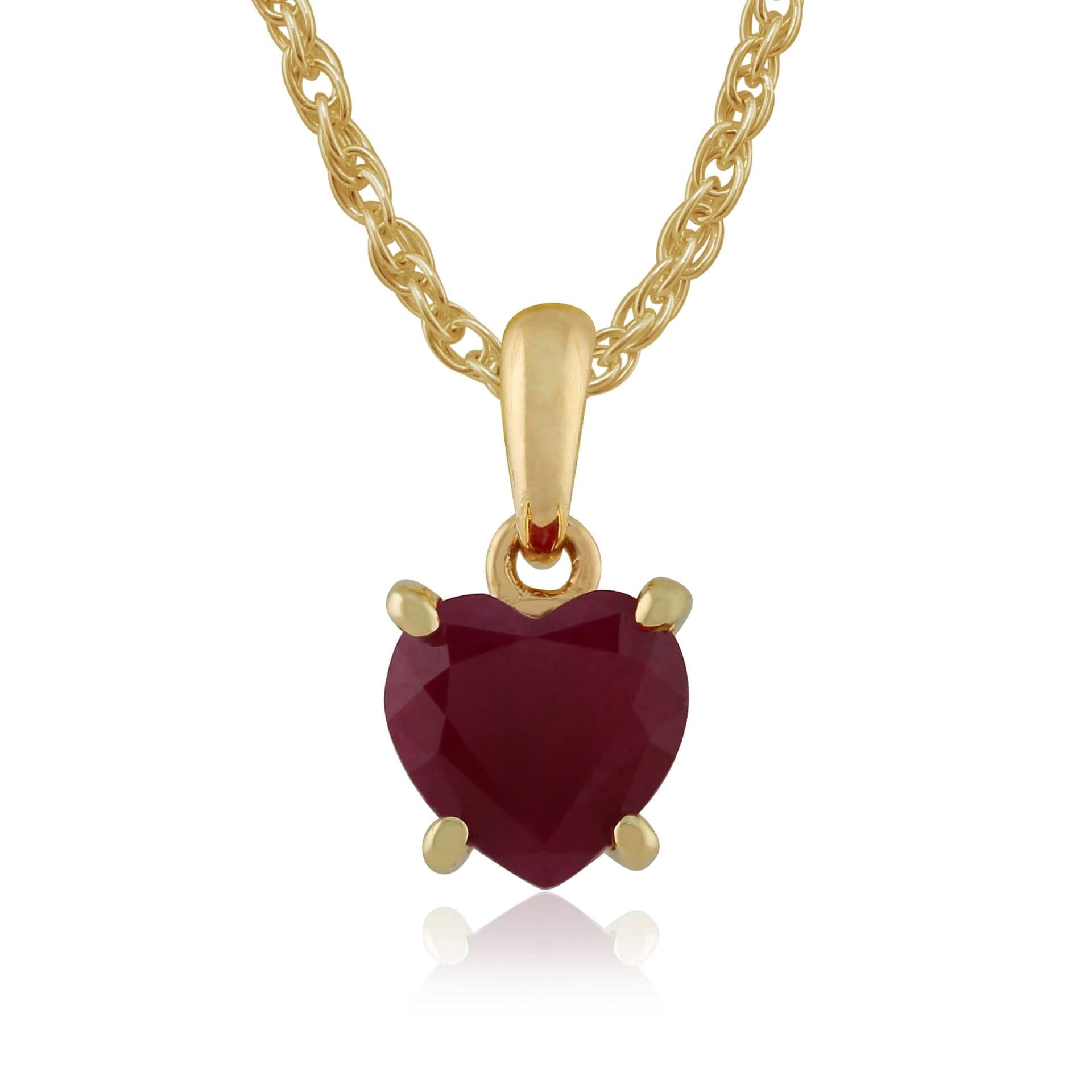 26940-135P1463029 Classic Heart Garnet Single Stone Heart Stud Earrings & Pendant Set in 9ct Yellow Gold 5