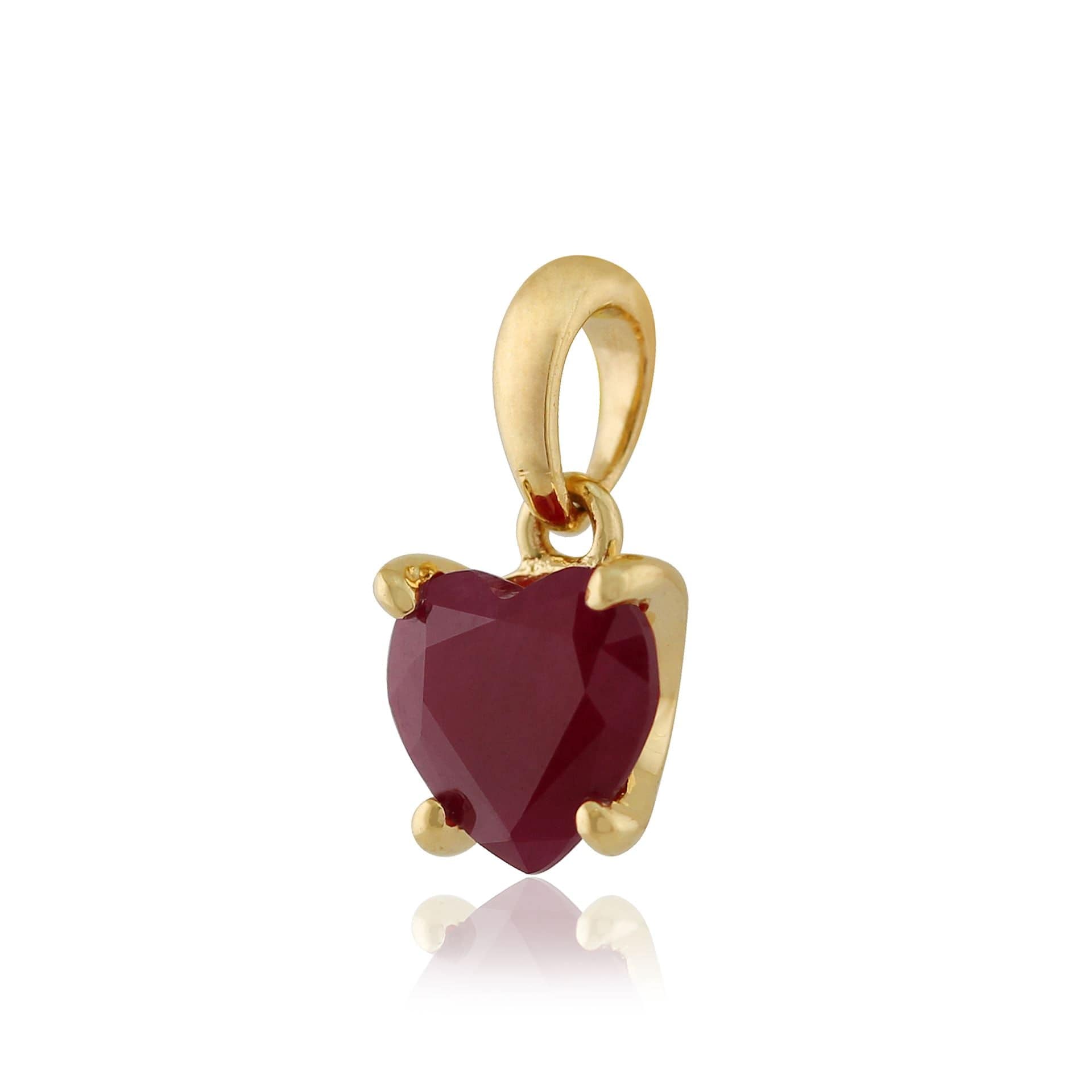 26940-135P1463029 Classic Heart Garnet Single Stone Heart Stud Earrings & Pendant Set in 9ct Yellow Gold 6