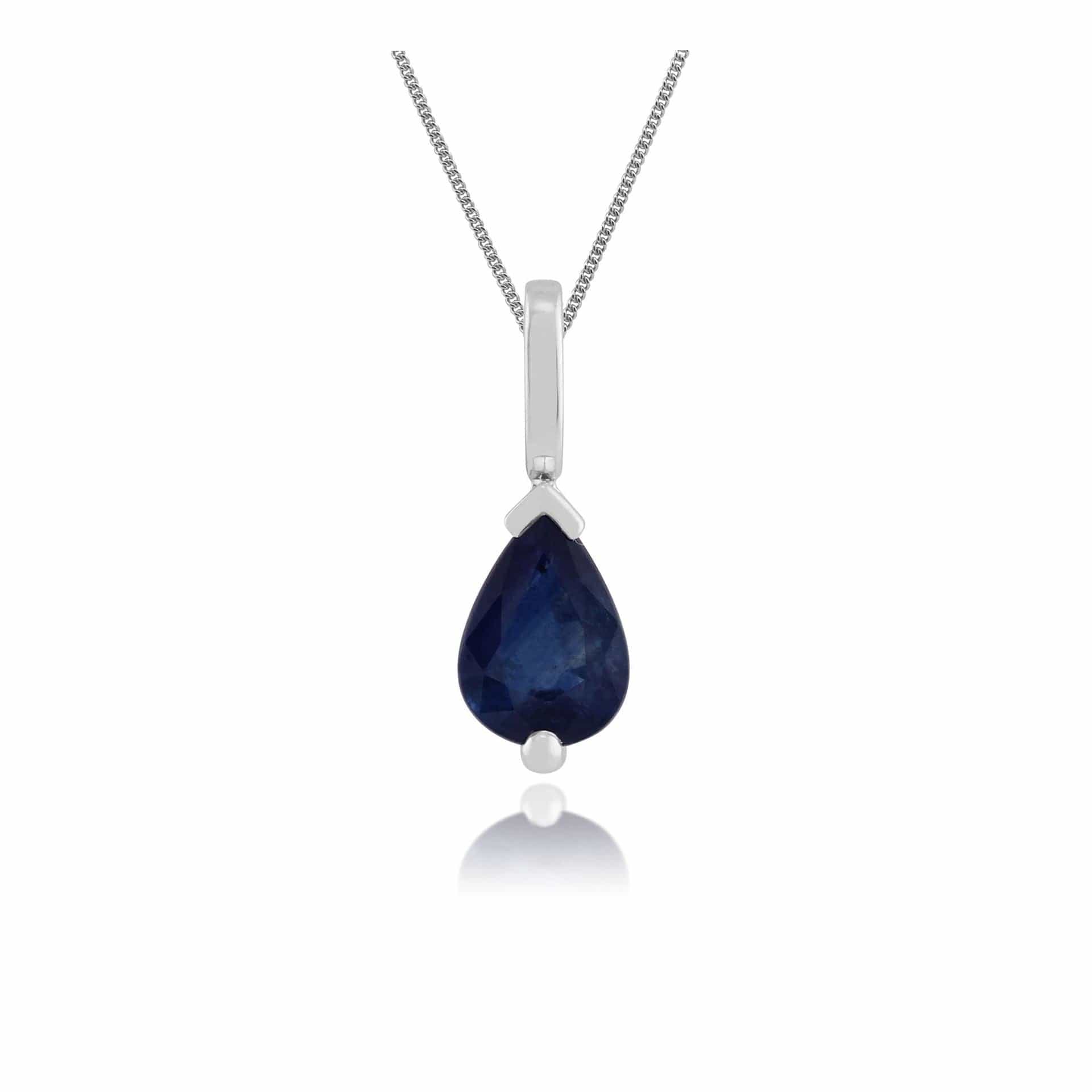 117P0023109 Classic Pear Blue Sapphire Pendant in 9ct White Gold 1