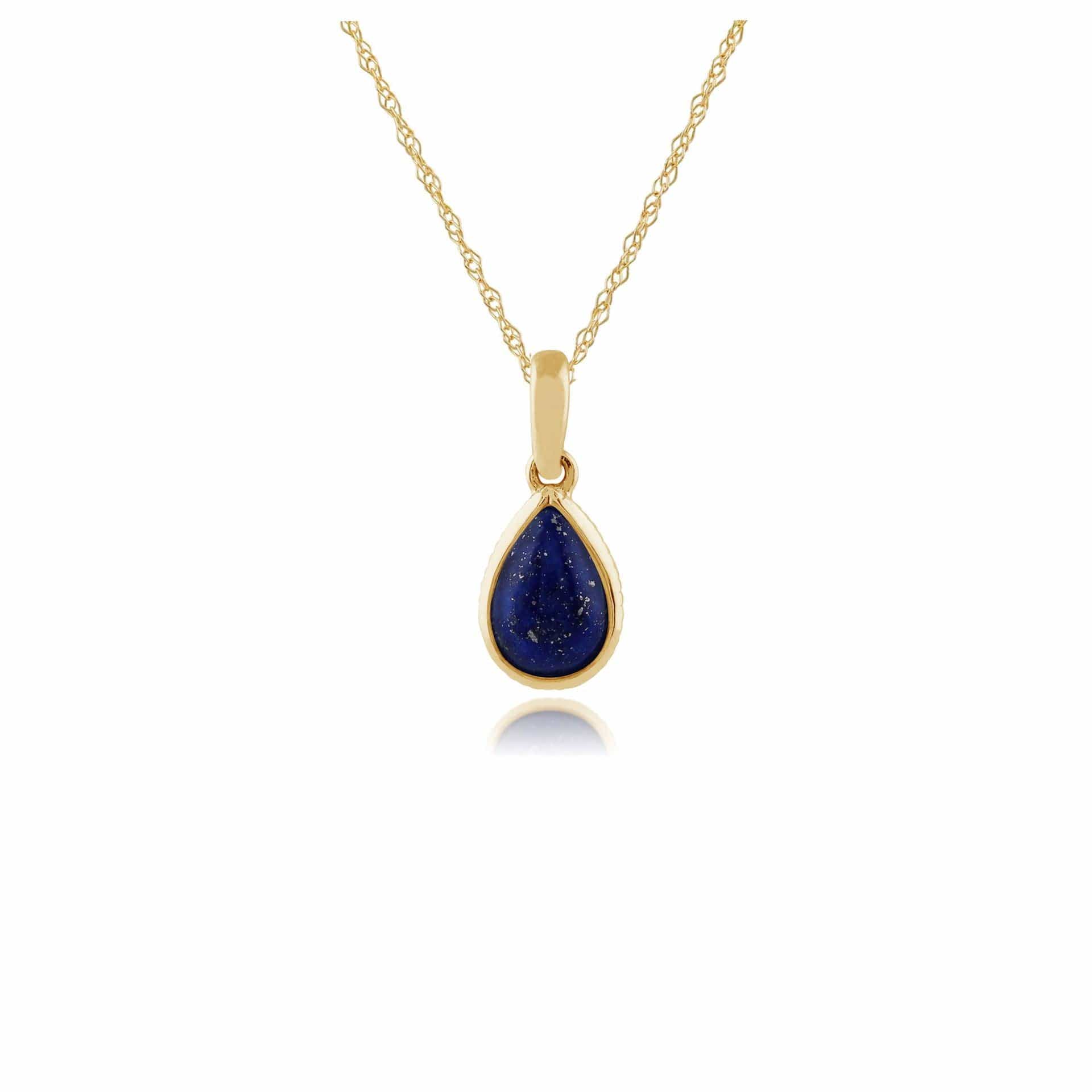 135P1567029 Classic Pear Lapis Lazuli Pendant in 9ct Yellow Gold 1