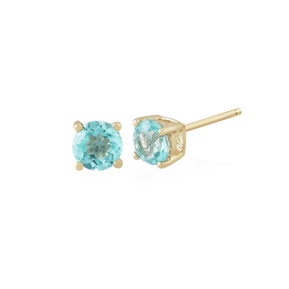 183E0083439 Classic Round Apatite Claw Set Stud Earrings in 9ct Yellow Gold 1