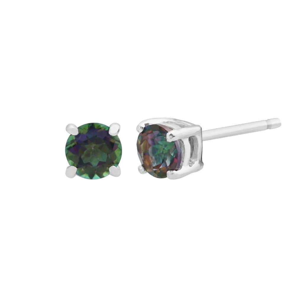 162E0071169 Classic Round Mystic Topaz Claw Set Stud Earrings in 9ct White Gold 2
