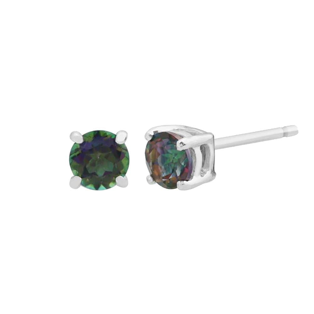 162E0071169 Classic Round Mystic Topaz Claw Set Stud Earrings in 9ct White Gold 1