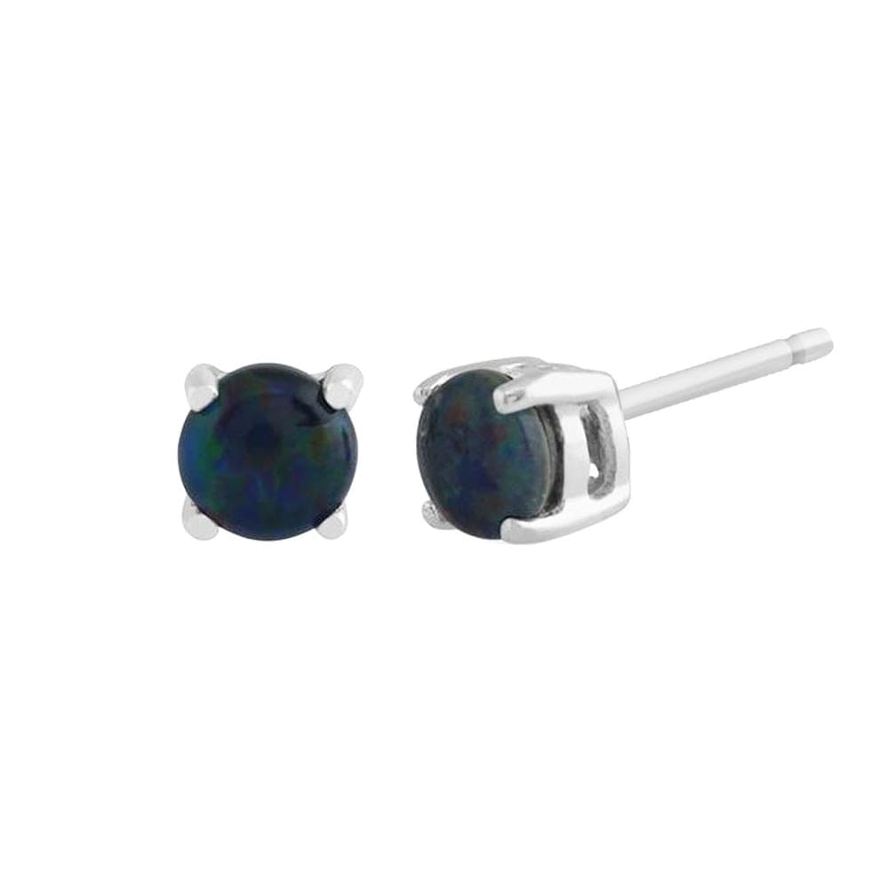 162E0071209 Classic Round Triplet Opal Claw Set Stud Earrings in 9ct White Gold 1