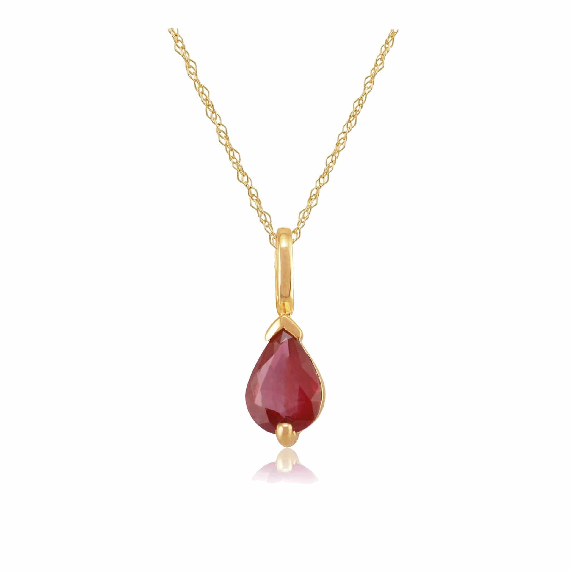 27020 Classic Pear Ruby Pendant in 9ct Yellow Gold 1