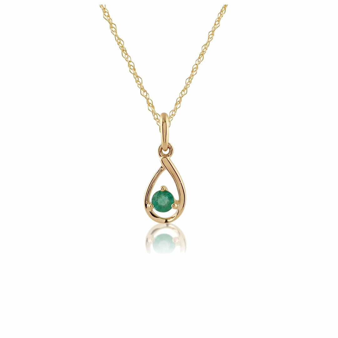 135P1551019 Classic Round Emerald Pendant in 9ct Yellow Gold 1