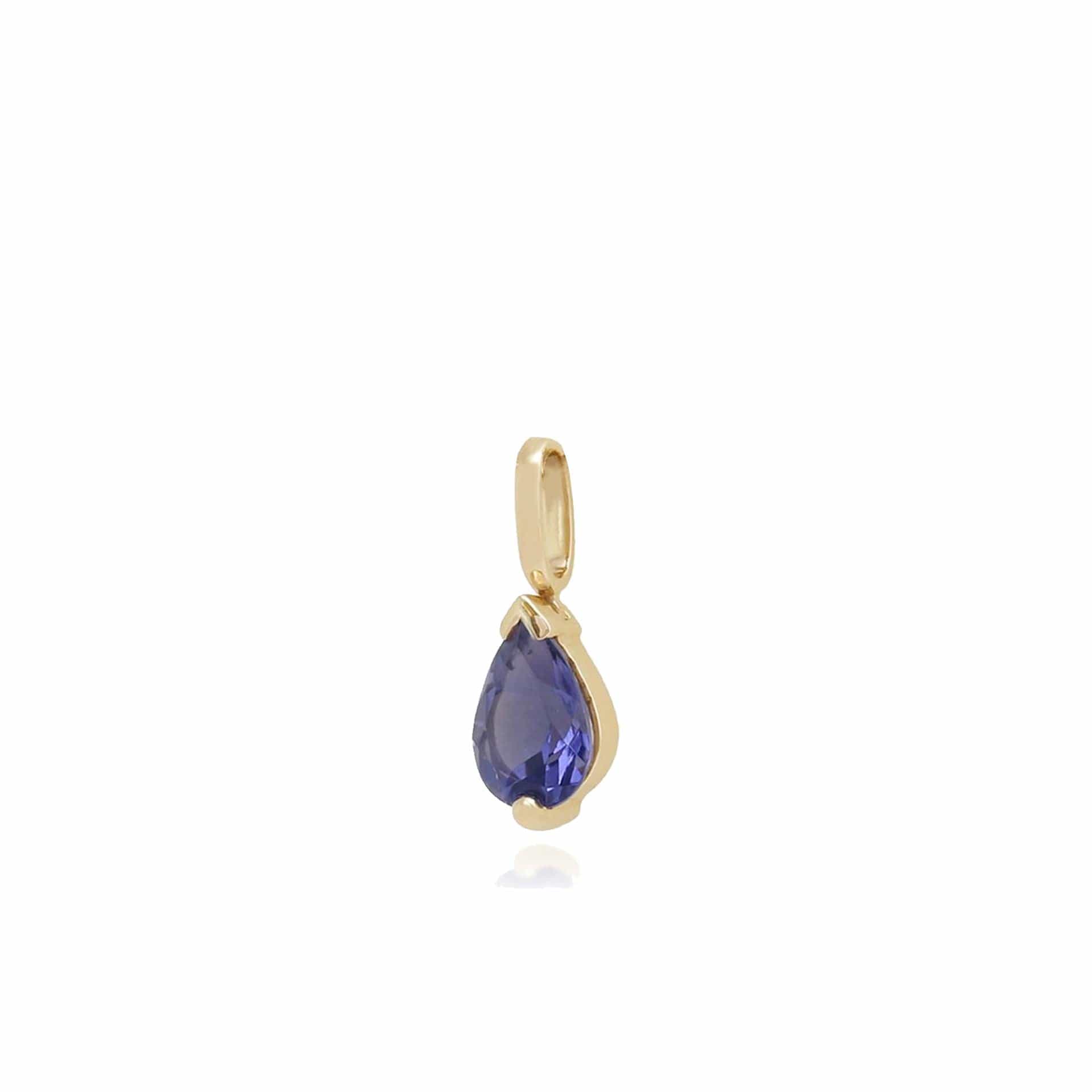 123P0117289 Classic Pear Iolite Claw Set Single Stone Pendant in 9ct Yellow Gold 2