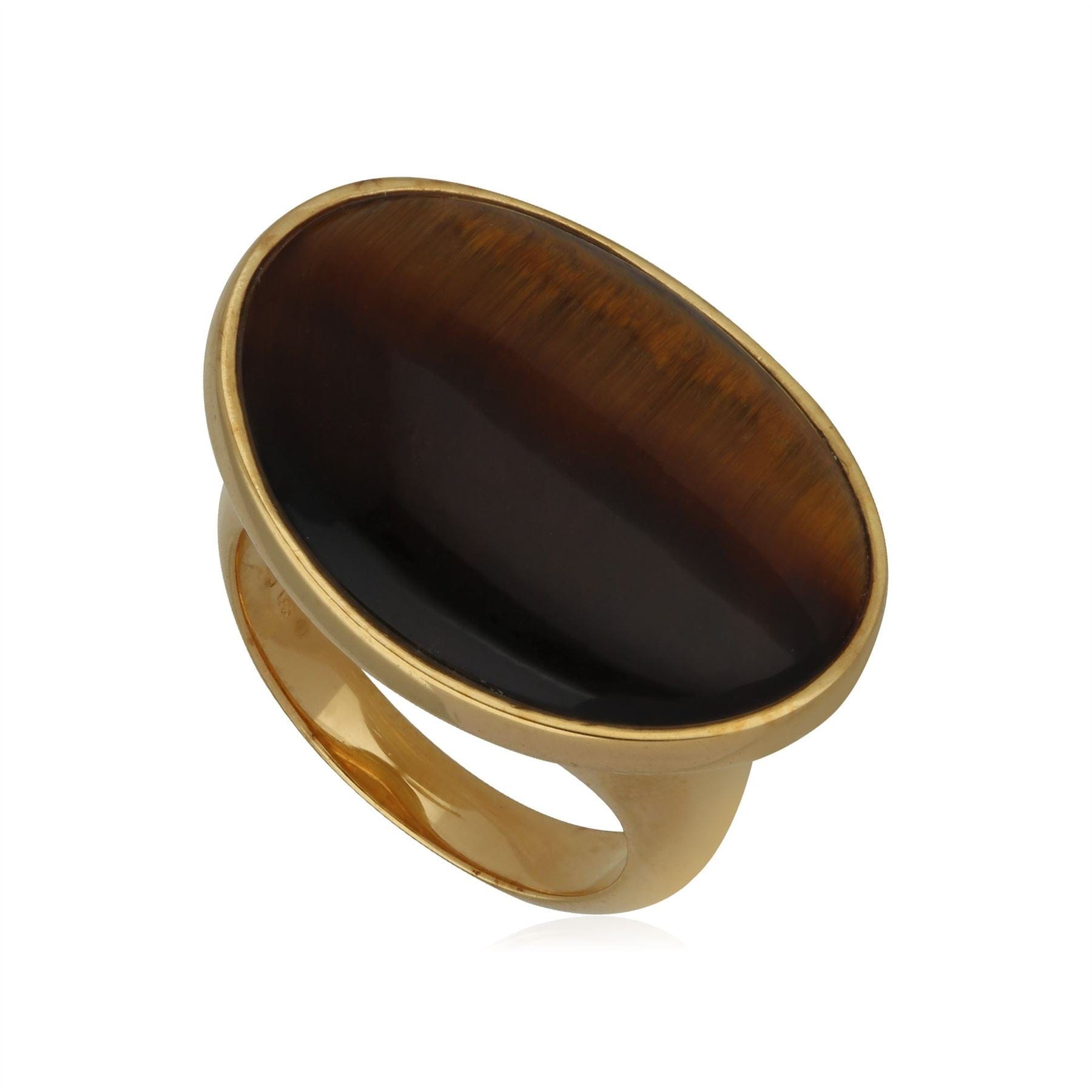 T0592R90D517 Kosmos Tiger's Eye Cocktail Ring in Gold Plated Sterling Silver 2
