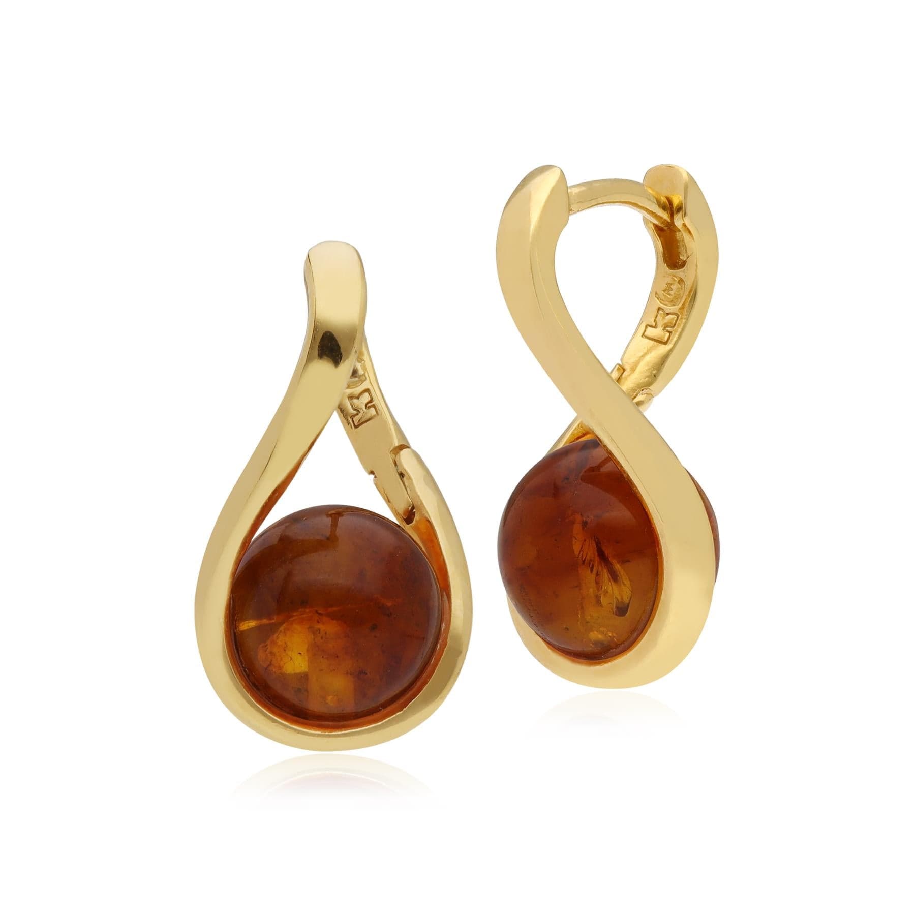 T1072E90Z3 Kosmos Amber Orb Earrings in Gold Plated Sterling Silver 1