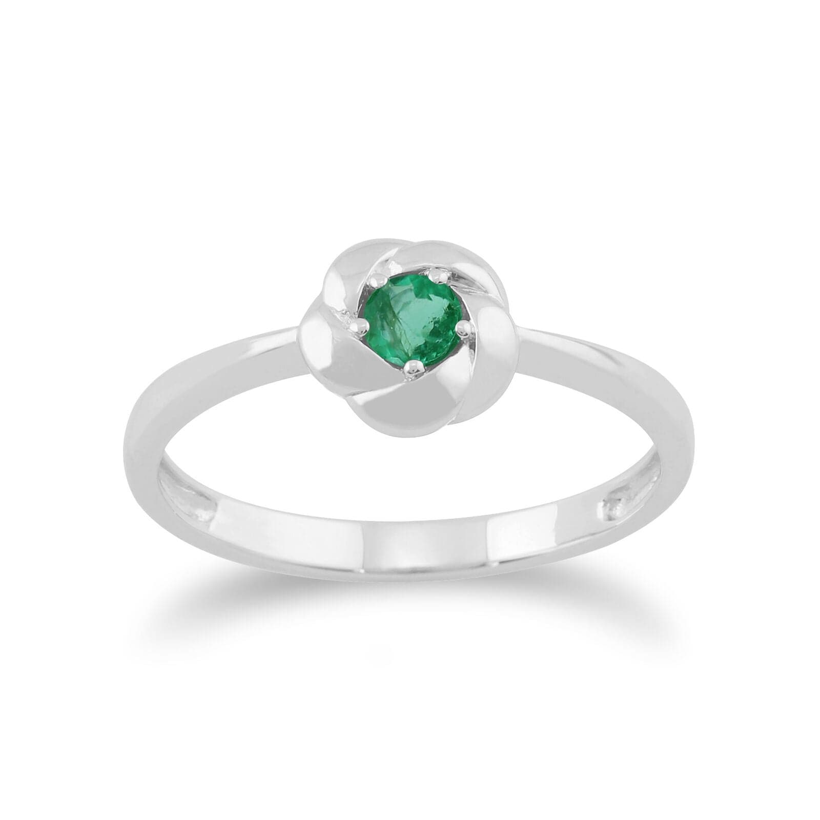 162R0133029 Gemondo Plaited Texture 9ct White Gold 0.16ct Emerald Ring 1