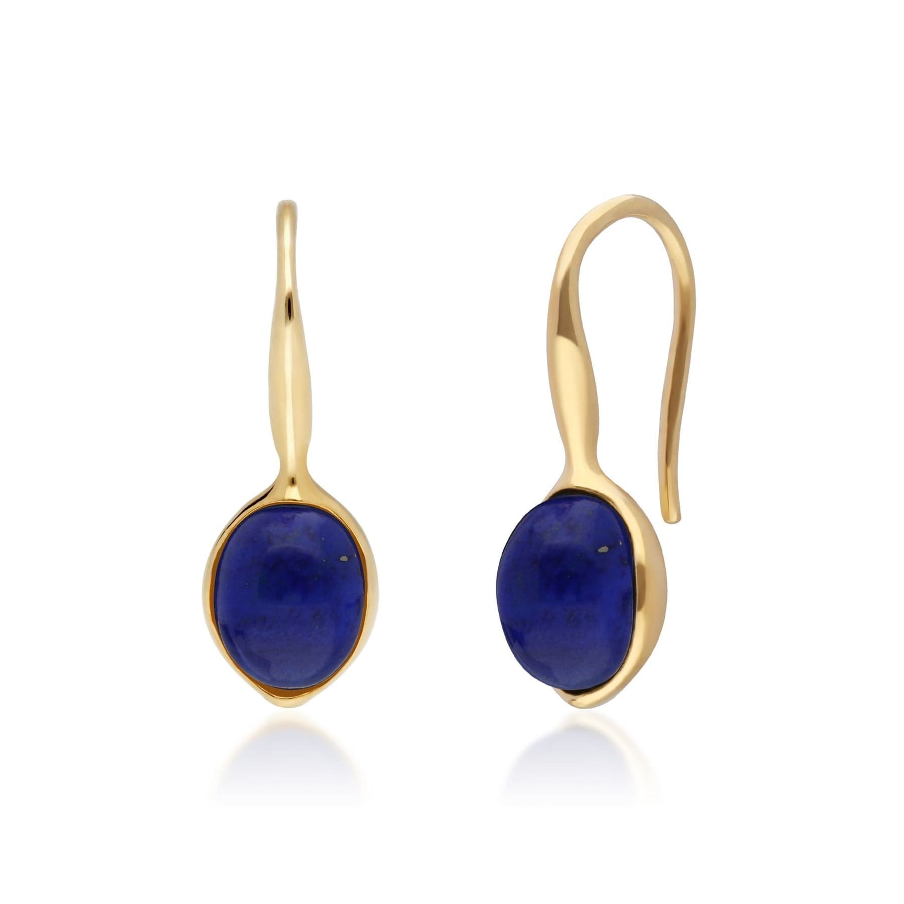 270E027003925 Irregular B Gem Lapis Lazuli Drop Earrings in Yellow Gold Plated Silver 1
